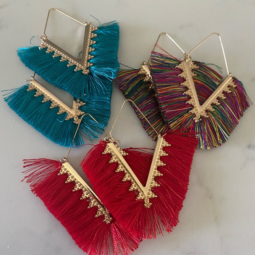 Vibrant Fringe Earrings Set